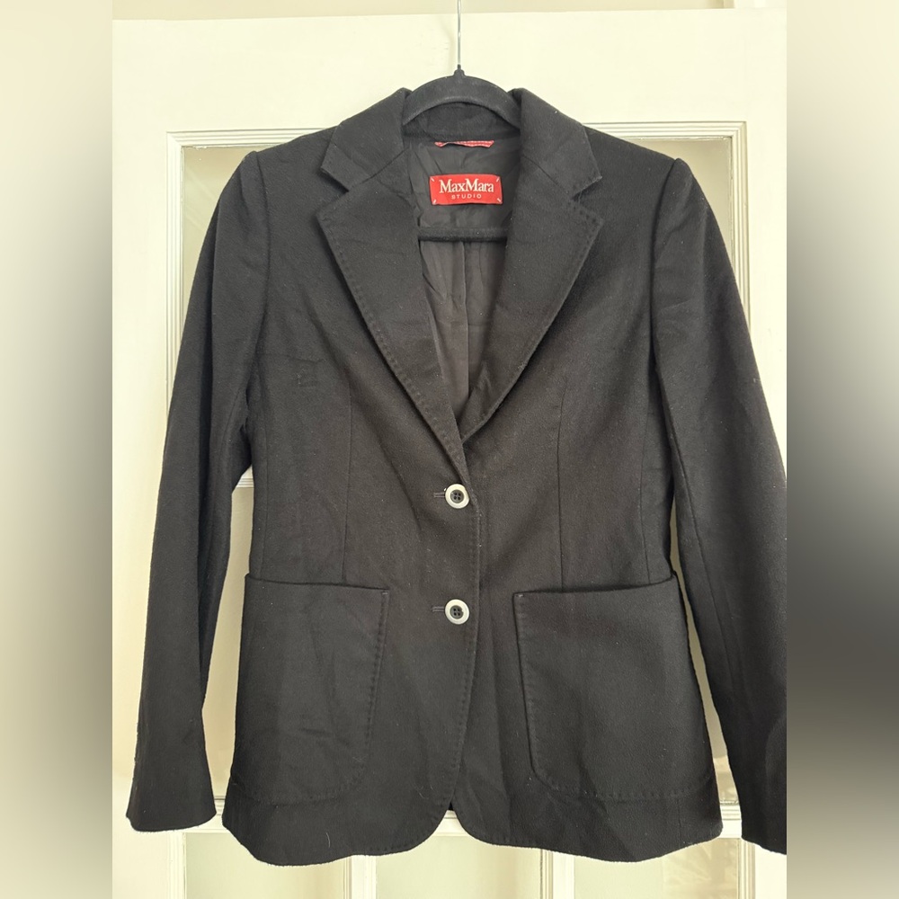 MaxMara 100% Pure New Wool Women's Black Blazer